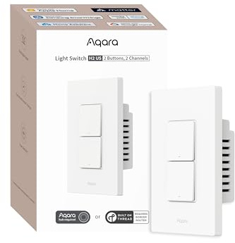 Aqara Smart Light Switch H2 (2-in-1 Neutral, 2 Buttons, 2 Channels), Thread/Zigbee Protocol, Wall Switch for Smart Home, Supports Apple Home, Google, Alexa, Matter Over Thread