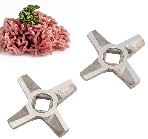 Topyond Lames de hachoir à viande, 2 couteaux de rechange en acier inoxydable, ajustement universel pour hachoirs à viande, accessoire pour farcir les saucisses, facile à