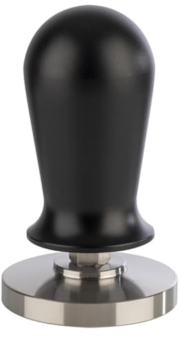 APS 10380 Espresso Tamper Ø 58 mm, H: 10 cm, Edelstahl, Aluminium, ca. 350 g, Silber/schwarz, Gruff mit Druckregulierung