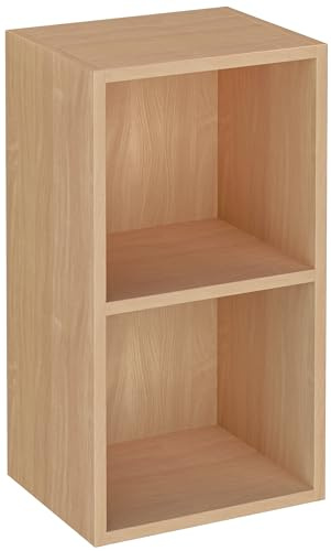 Blisswood Wooden Book Shelf Unit 2-tier Tall Freestanding Bookcase with Storage Shelves Cube Unit for Living Room, Bedroom, Office Bookshelf with CD Storage & Display Cabinet (Beech)