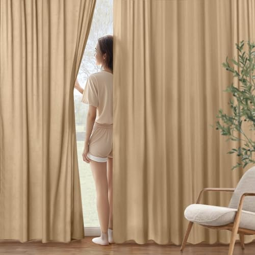MIULEE Brown Privacy Sheer Curtains That Let Light in 96 Inches Long Non-See-Through Semi Sheer Curtain Light Filtering Window Curtains Drapes for Living Room Bedroom 2 Panels Set 52 X 96