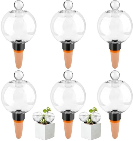 Pipihome Globi per Irrigazione Piante, 6 Pezzi Sfere Trasparenti per Gocciolatori per Irrigazione, Irrigazione Bulbi Autoirriganti per Interni ed Esterni, Coni per l'Irrigazione in Argilla