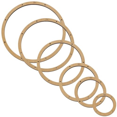 FINGERINSPIRE 6 st runda layoutramar i målat glas, 6 storlekar, glastillverkare, mallar, MDF BurlyWood färgplåtar för färgade glasögon, rund form, verktyg för gör-det-själv-hantverk, handarbete