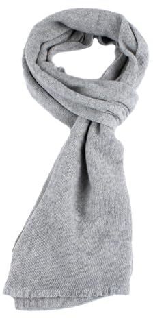 Sciarpa Misto Cashmere 180x30 (70% Lana Merinos 30% Cashmere) Uomo Donna 100% Made in Italy (Grigio)