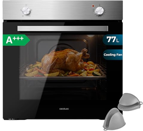 Cecotec Horno Integrable Bolero Hexa C126000 Inox A GloveKit. 2800 W, 77 L de capacidad, 4 Funciones, Steam Assist, Steam EasyClean, Cooling Fan, Triple Glass, Clase Energética A, Luz interior