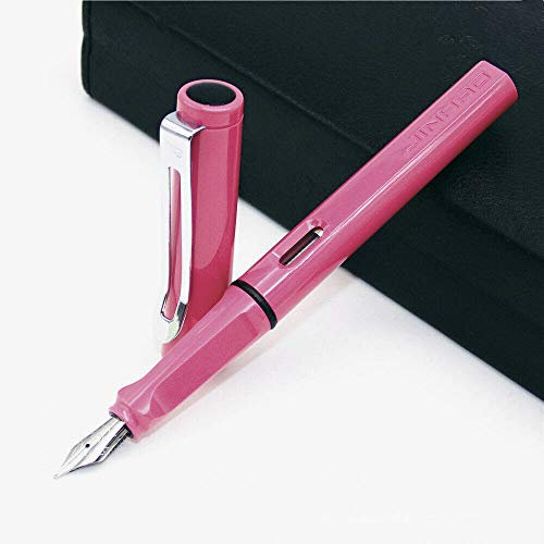 BE-TOOL Fountain Pen Fountain Pen Lightweight Series 0.5 Nib 11 COLOURS Black Ink for Kids, Business, Writing (Pink)