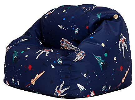 Bean Bag Bazaar Space Kids Bean Bag with Filling Included, Blue | Made in the UK, Kids Beanbag, Comfy Chair, Durable Water-Resistant Fabric, Space Gifts for Boys, For Bedroom or Playroom