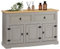 IDIMEX Sideboard Tequila Kommode mit 3 Türen 2 Schubladen, Schubladenschrank massiver Kiefer grau/braun Buffetschrank Geschirrschrank