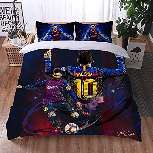 WINUO - Fußballstars Bettwäsche Set 135x200cm Mikrofaser - 3D Digital Print Bettwäsche und 1 Kissenbezug 80x80cm