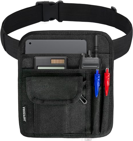Jaffzora Server Waist Pouch, Restaurant Waitress Accessories Bag with Adjustable Belt, Utility Money Bag Working Serving Apron for Waiter Waitress, Black
