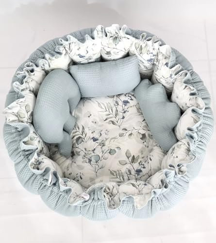 2in1 Spielmatte/Babynest petrolblau Eukalyptus