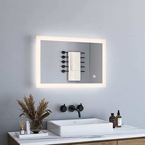 BD-Baode Badezimmerspiegel mit Beleuchtung 60x80cm Badspiegel LED Spiegel Wandspiegel mit Touch Schalter für Bad, Wohnzimmer, Schlafzimmer,3 Arten von Licht 3000-6500K