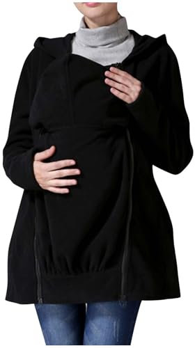 001,M, Chaqueta con Capucha para Maternidad, 3 En 1, Forro Polar con Cremallera, Abrigo Tipo Canguro para Mujer, Sudadera con Capucha para Embarazadas