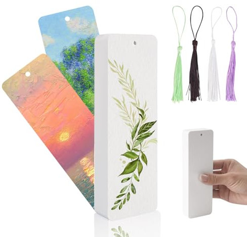 50 Stück Aquarellpapier Lesezeichen Papier 300g Blanko DIY Lesezeichen zum Ausmalen für Wasserfarben, Malerei, Basteln, mit 50 Stück Zufällige Farbe Quasten