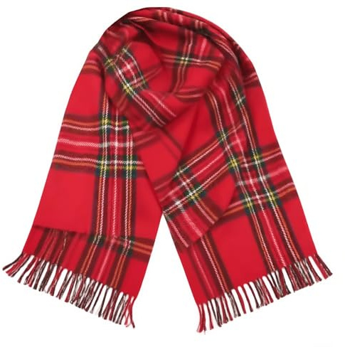 Red Scarf Winter Warm Scarves Soft Stylish Plaid Scarf for Men Women, Autumn Warm Fringe Plaid Scarves Shawls and Wraps (Red)