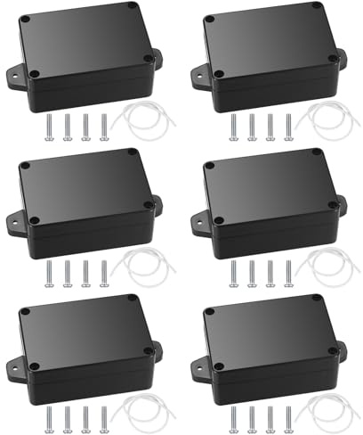 6 Pcs Junction Boxes IP65 Waterproof, ABS Plastic Project Boxes, Junction Electronics Electrical Project Boxes Enclosure Cases with Fixed Ear, for Electronics Instrument, Black/84x59x35 mm