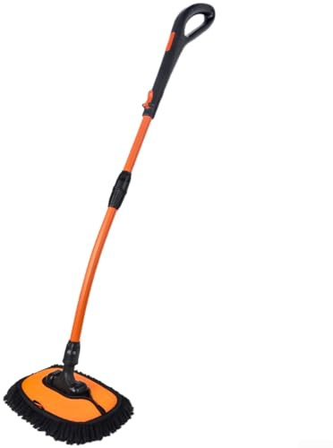 Balai de nettoyage de voiture extensible avec tête chenille amovible, poignée télescopique en aluminium avec prise en main confortable pour le lavage du véhicule et les détails intérieurs, balai