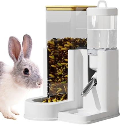 Dispenser di cibo per criceti – domestica 2 in 1 | Distributore automatico e abbeveratoio per conigli, piccoli animali e roditori, per uso interno ed esterno