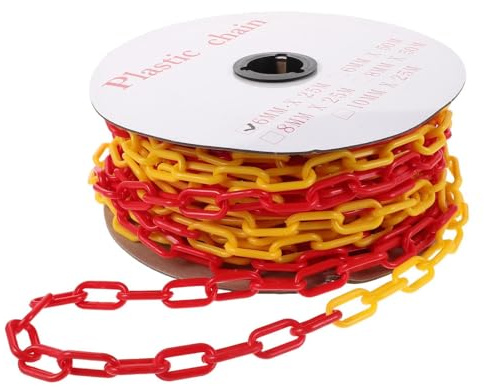 UTHCLO Cadena de Barrera de Seguridad Plástica de 6 Mm, 25 Metros, Colores Amarillo y Rojo para Control de Multitudes, División de Áreas y Señalización de Estacionamientos, Ligera