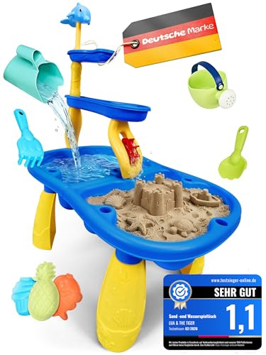 2 in 1 Sand- und Wasserspieltisch für Kinder Outdoor – BPA-frei und sicher – Wassertisch mit Zubehörset – Matschtisch für Garten, Balkon, Terrasse – Wasserspiel – Wasserspielzeug Kinder Outdoor