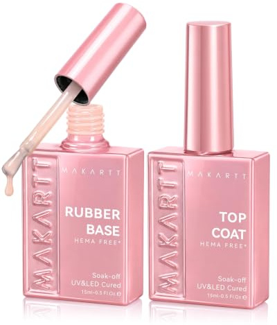 Makartt 6-en-1 Rubber Base Nude 15ml(2 Pack) – Base Et Top Coat Vernis Semi Permanent