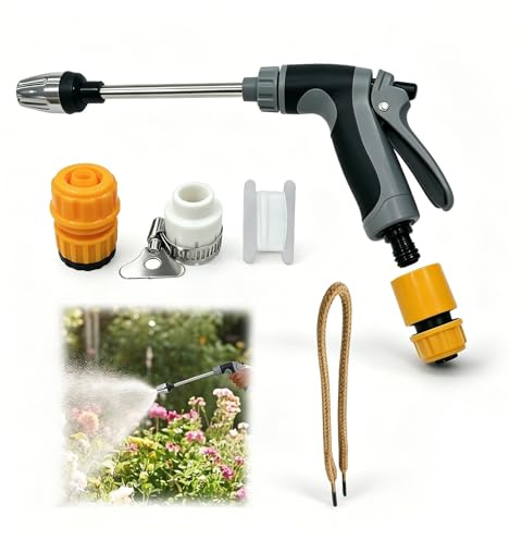 Nettoyeur Haute Pression Power Jet pour Tuyau d'Arrosage Original, avec Accessoires Complets - Idéal pour l'Arrosage de Jardin, le Lavage de Voiture et la Douche d'Animaux