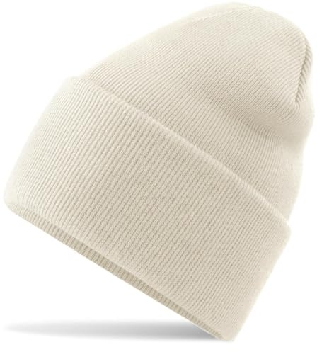 Hatstar Wintermütze | Unisex | Damen Cuffed Beanie Herren Feinstrick Mütze mit breiter Krempe | Warme Strickmütze für Frauen Männer | Dick & Weich & Warm (Sand)