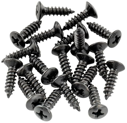 Musiclily Basic 2,5x10mm Metall Metrisches Gewinde Pickguard Jack Schrauben Truss Rod Cover Befestigungs Schrauben für Epiphone Les Paul Style E-Gitarre, Schwarz (20er Set)