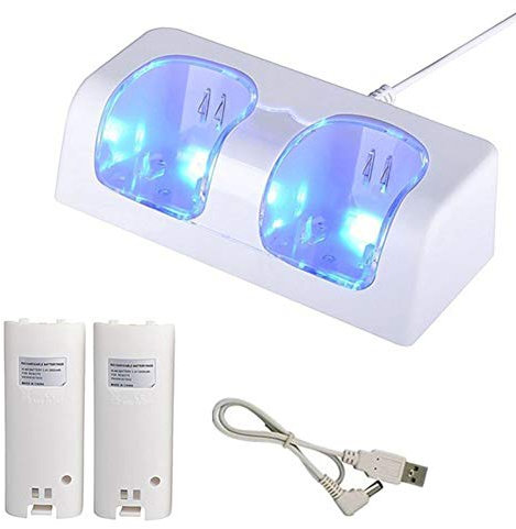 YHUS Base de estación de carga de muelle de cargador para controles remotos Nintend Wii, cargador de estación de carga de control remoto Wii(White)