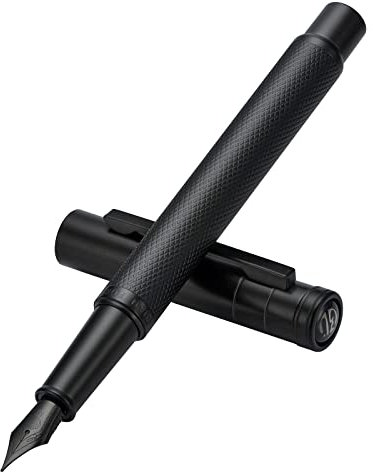 erofa Füllfederhalter, Mattschwarz, mittlere Spitze, klassisches Design, mit Konverter und Metallbox, Set