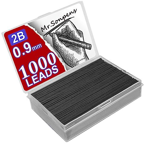 1000 Mines de recharge 2B pour crayon mécanique - 0,5 0,7 0,9 1,3 2,0mm - Grande capacité remplaçable - Boîte cadeau pratique pour étudiants (0,7mm)