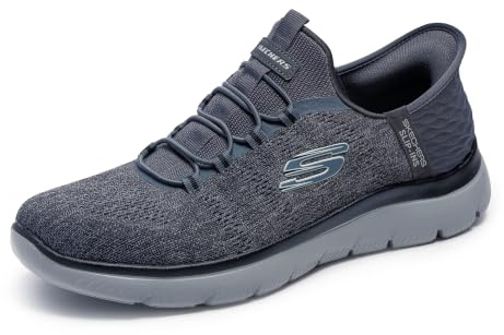 Skechers herr Summits Key Pace Sneakers, Charcoal Mesh/Black Trim, 48.5 EU Bred