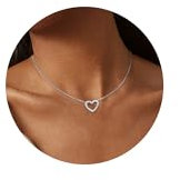 LOLIAS Herz Halskette Damen Silber 925 Kette Herz für Frauen Mädchen Süßes CZ Herz Offenes Herz Anhänger Silber Herzkette Halskette Schmuck Geschenk Einstellbare 17/43cm Kette
