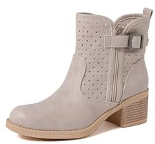 QUEEN HELENA Stivaletti Bassi Traforati con Tacco Basso Casual Donna X30-107 (Beige, Sistema Taglie Calzature EU, Adulto, Donna, Numero, Media, 40)
