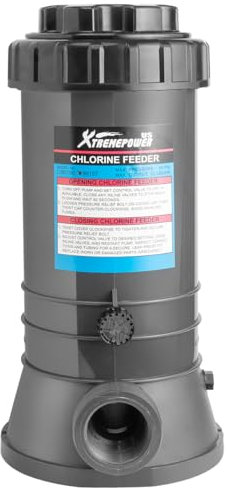 XtremepowerUS Alimentador automático de cloro químico en línea para piscina sobre el suelo, dispensador de cloro para piscina enterrada, tableta de clorador automático en línea, 7,6 cm