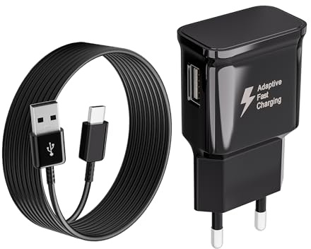 Cargador Tipo C Carga Rapida, Enchufe USB con Cable USB C 2m Compatible con Samsung Galaxy A13 A14 A15 A16 A23 A25 A33 A34 A35 A40 A52 A53 A54 A55 A57 A04S S8 S9 S10 S20 S21 Plus M55 M34 M15