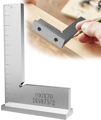Bixury Escuadra Carpintero de Precisión, 100x70 mm Regla de ángulo de 90 grados para ingeniero carpintero, Escuadra de Acero al Carbono Macizo, Herramienta de medición manual de diseño de precisión