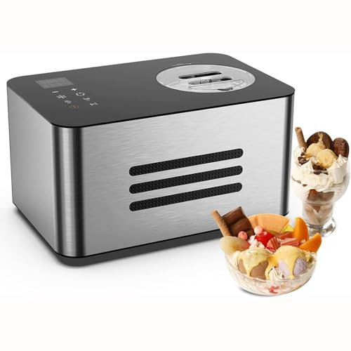 GHRERTX Sorbetière Automatique avec compresseur, sorbetière 1,5 L for la Maison avec écran LCD, sorbetière à compresseur, Machine réfrigérante for Enfants, Maison, Vacances