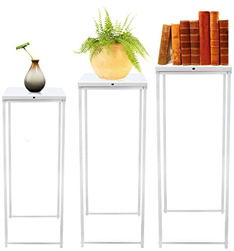 LOIRIIC Soporte de metal para flores de boda, 3 unidades, color blanco, columna de metal para plantas, para mesas de fiesta, decoración de bodas, decoración del hogar