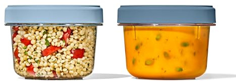 OXO Good Grips Twist & Stack Container : 550ml : 2-Pack : Leakproof, Stain-Resistant, Stackable Food Storage + Universal Lids + Space-Saving Design + Easy Cleaning (Airtight Containers)