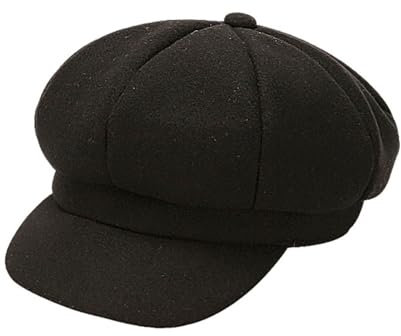 Generisch Chapeau pour femme et hiver chaud en laine béret béret peintre chapeau de ski amusant, Noir , taille unique