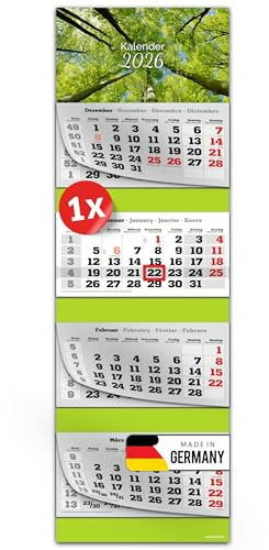 PRIMUS PRINT Calendario XXL 2026 – Calendario de pared multibloc – Calendario de 4 meses – con fecha deslizante, calendario para colgar – Incluye días festivos y vacaciones – varios diseños – [1 x