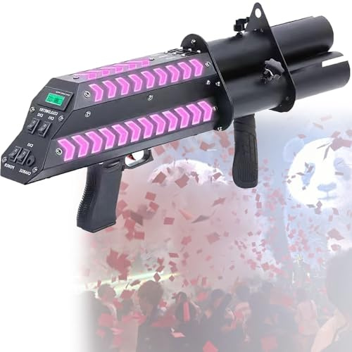 SgyGlyn Lanzador de Confeti portátil con Luces, Recargable, Profesional para Ambiente de Bar, con batería integrada de 3500 mAh, Ideal para Fiestas, Clubes y Bodas