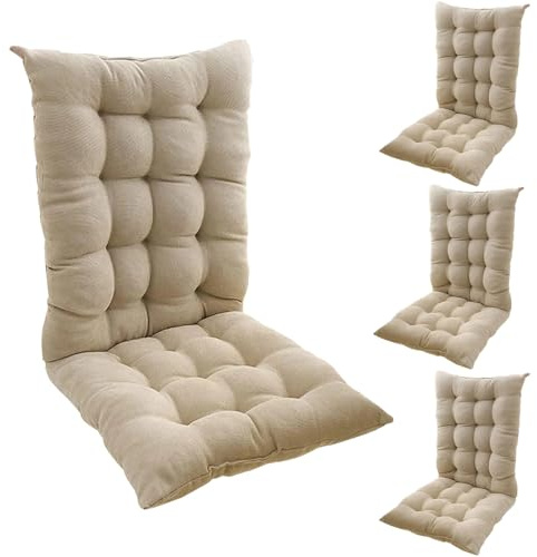 Set di 4/2/1 Cuscini per Sedie con Schienale, 40x40x55cm Antiscivolo Ufficio Cuscino per Sedie，Cuscini di Seduta Cucina con Lacci,per Esterno, Interni, Giardino ,Pranzo(Color2,40x40x55x8cm(4PCS))