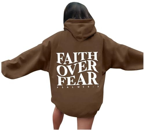 Sweat à capuche pour femme Jesus Faith Over Fear Essential Hoodies Workou décontracté graphique chrétien Haut à capuche Dieu drôle Coupe ample Plage été avec capuche Tenues Anime I Love Jesus