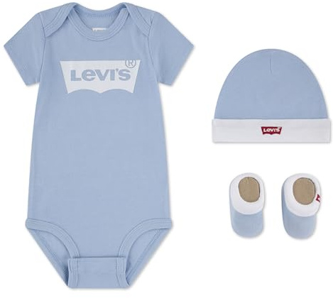 Levi's Kids Set clásico de gorro y botín para Batwing, conjunto de 3 piezas para bebés y pequeños