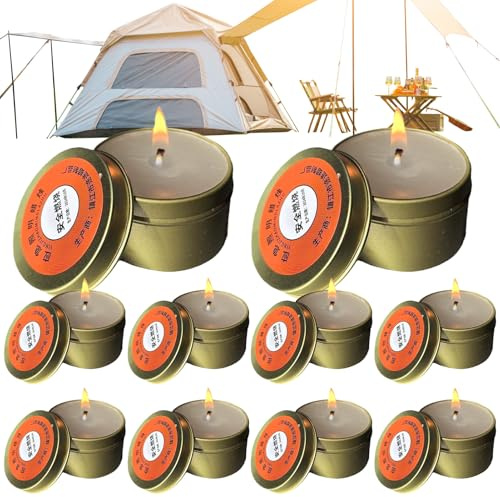 Dewireaey Lot De 10 Bougies De Survie Longue Durée - Éclairage Sans Fumée, Coupe-vent, Étanche, Bougie De Secours, Bougie Tempête, Pour Les Pannes De Courant, Le Camping, La Randonnée, La Maison