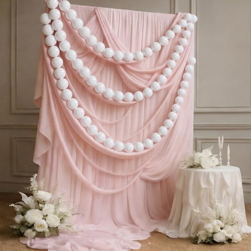 Motionchic 9ft Jumbo Bead Garland Bead Ball Hanging Banner for Indoor Outdoor Party Decor(Pearl White)