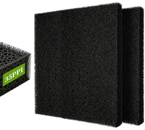 lalago 2 Pièces 35 PPI Tampons Filtrants en Mousse, éponge Filtrante Nitrifiante, Découpables sur Mesure, Accessoires de Filtration pour Aquariums, Bassins et Aquariums Récifaux (47x47x2cm, 35 PPI)