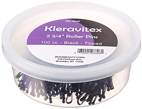 Kleravitex BLACK Jumbo 2.75 Bobby Hair Pins - Black Tipped Flat Style Pins for Women - Perfect For Rollers - Hair Pins for Styling - Suitable for ALL Hair Types, 100 pieces Tub Made in USA